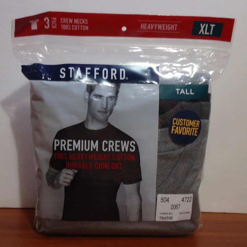 Stafford 3-Pack Men’s Big & Tall Heavyweight Cotton Crew-Neck T-Shirts – TALL