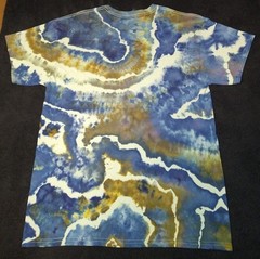 Midnight Blue, Bronze & Sage Geode Ice Dye Tie Dye T Shirt ~ Sz L