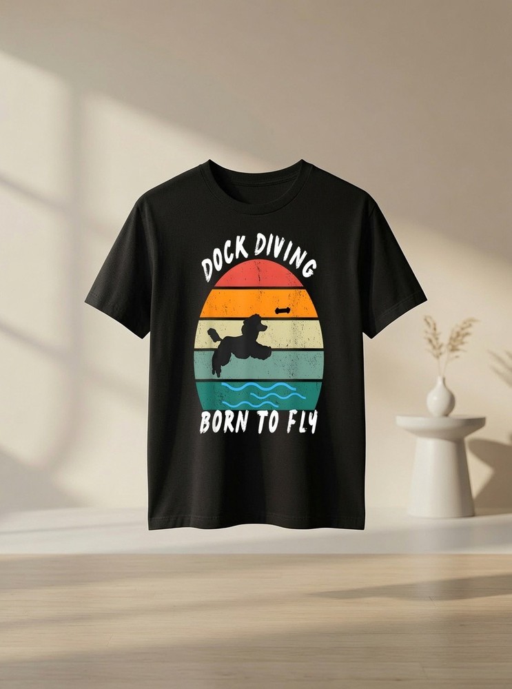 Canine Agility – Dog Sports – Dock Diving with a poodle Dog Lover Graphic Tee