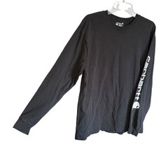 Carhartt Men K231 Loose Fit Long Sleeve Graphic Logo T-Shirt Black M Chore Ranch