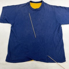 Vintage Two Tone Double Face T-Shirt Size XL Blue Yellow