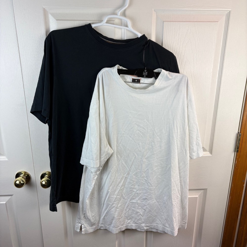 Lot of 2 Left Coast Tee Short Sleeve T-Shirt Black White 2XL Pima Cotton Men’s