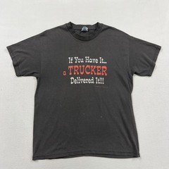 Vintage Truckers only shirt mens Large black 90s Truck driver funny faded