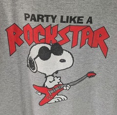 Vintage Peanuts SNOOPY T Shirt Delta Tag Party Like a Rockstar Unisex L Gray