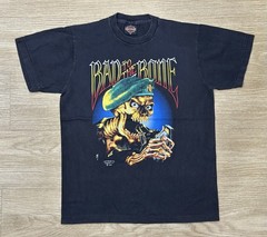 HARLEY DAVIDSON vintage 1987 BAD TO THE BONE shirt JUST BRASS biker MOTORCYCLE
