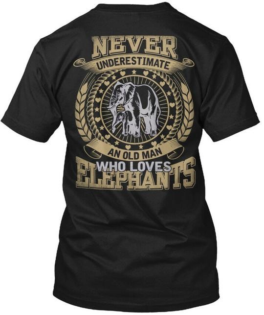 Elephant Lovers Never Underestimate An Old Man Who T-Shirt Made in USA S to 5XL