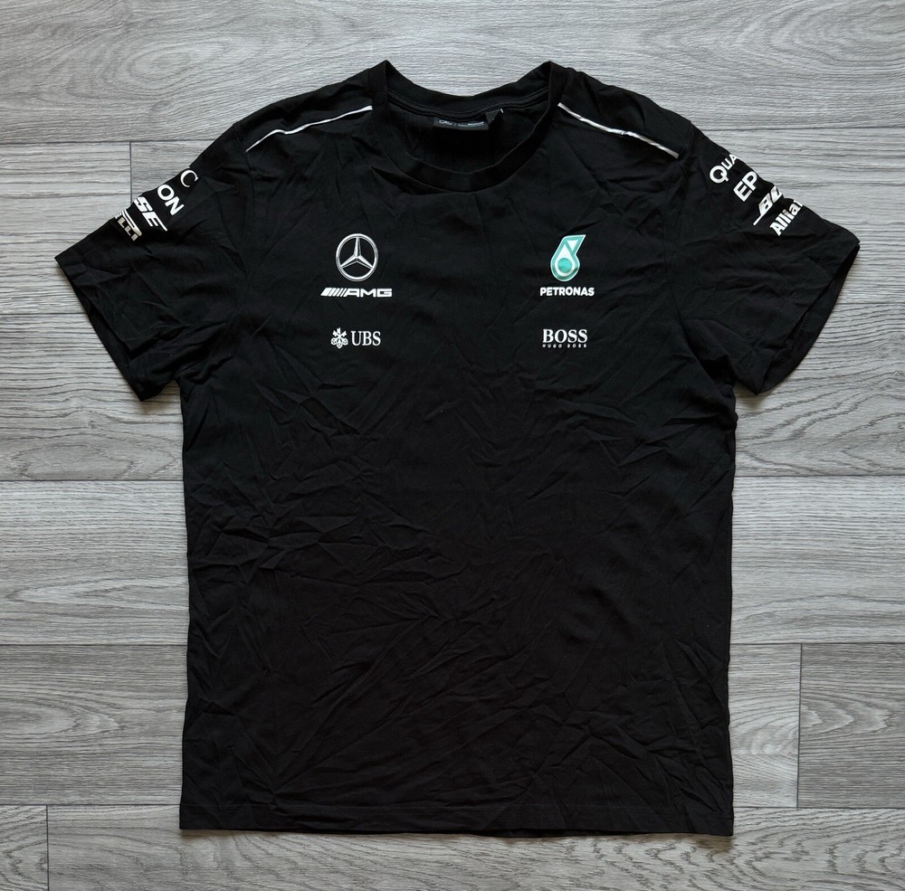 Mercedes AMG F1 Petronas Team Black T shirt Mens Size XL