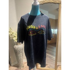 Scotch & Soda Amsterdam 1985 Graphic T-Shirt XL Black Irregular Wash 183199