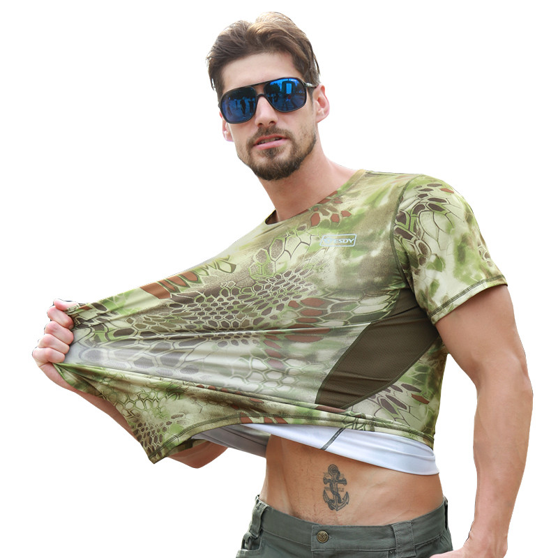 IDOGEAR Tactical Shirt Short Sleeve Camo Gear Round Collar Anti-UV Perspiration