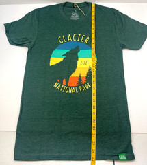 Glacier National Park Shirt Mens X- Small Green Wolf Art Outdoor Montana Tourist