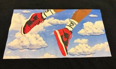 Nike Air Jordan Graphic T Shirt Black Sneakers Clouds Jumpman Logo Size L