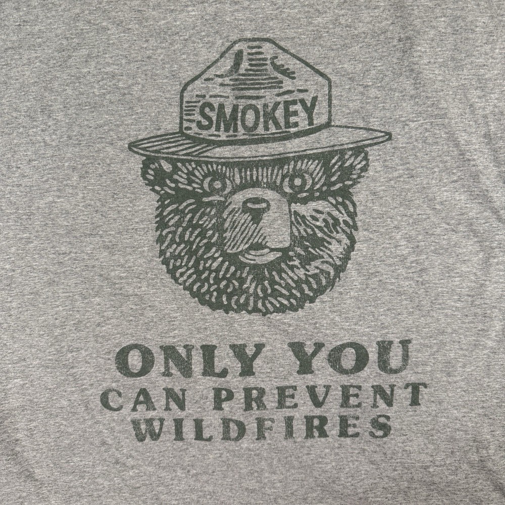 Smokey Bear T Shirt Official Licensed, Gray XL Retro Graphic Tee, Forest Service