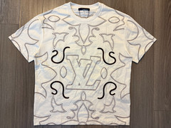 Louis Vuitton Embroidered Cotton Tee Shirt milky white sz M