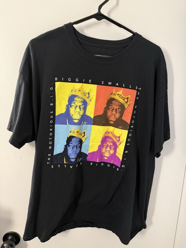 The Notorious B.I.G. Men’s XL Black Biggie Smalls Graphic Print Cotton T-Shirt