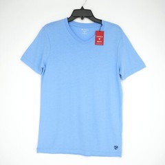 Cremieux Men’s Short-Sleeve Shirt S SLIM FIT Blue V-Neck NWT