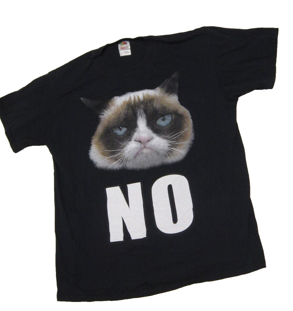Grumpy Cat “NO” T-shirt ~ Black ~ Unisex Adult ~ Sz L ~ Chest 43 in