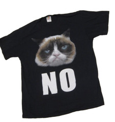 Grumpy Cat “NO” T-shirt ~ Black ~ Unisex Adult ~ Sz L ~ Chest 43 in