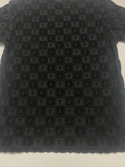 Teddy Fresh Terry Jacquard Men T-Shirt Black Crew Neck Short Sleeve H3 Pod Sz M