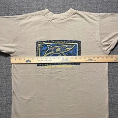Vintage 90s Caribbean Playa Del Carmen Mexico Shark Souvenir T Shirt Tan Mens XL