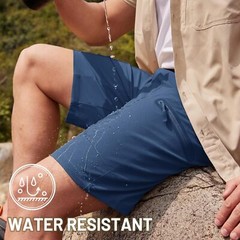 TACVASEN Men’s Hiking Cargo Shorts 10″ with Zipper Pockets 38, Blue Gray