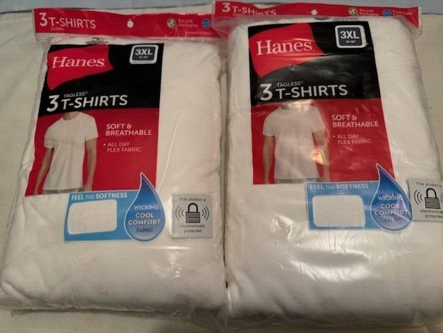 Hanes T Shirts Mens Crew Neck XXXL Large White 2 / 3 Packs (6 TOTAL) 1 ST QUALtY