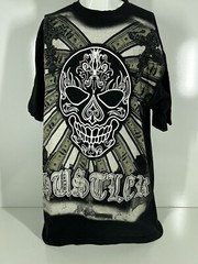 3D Big Tiger Skull Hustler Hundred Dollar Bills Crosses Mens Black Size 2XL TALL