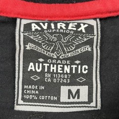 Vintage Avirex T Shirt Mens Medium Black Red 3D Script Logo Hip Hop Grunge Y2K