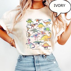 Funny Dinosaur Shirt Retro Jurassic Graphic Women Unisex Prehistoric Dino Tee