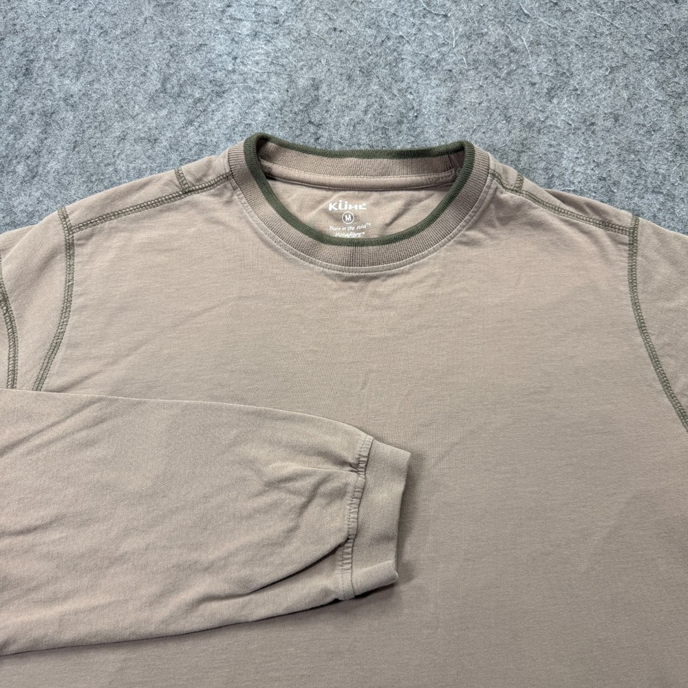 Kuhl Long Sleeve T-Shirt Men M Beige Khaki Wildfibre Crew Neck Solid Breathable