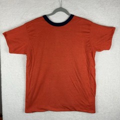 VTG 80s Two Tone Double Face T-Shirt Short Sleeve Sweatshirt XL Orange Blue USA