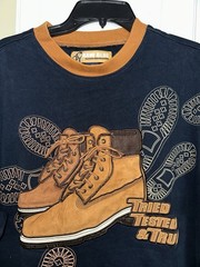 Vintage Raw Blue Shirt Timberland Boots Tried Trusted True Lace Up RARE Y2K XL