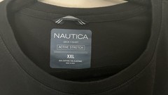Nautica Deck T-Shirt Mens XXL Black Active Stretch Pocket Crewneck Cotton Tee