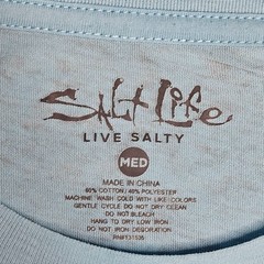 Salt Life T-Shirt Mens Medium Blue Live Salty Graphic Tee Pocket Marlin Oar