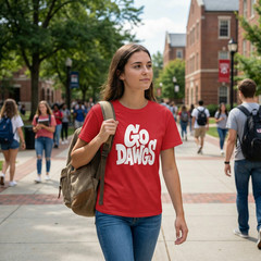 Go Dawgs T-Shirt Georgia Bulldogs Fan Gear Red Graphic Tee UGA Football Shirt