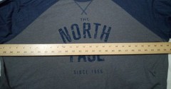 The North Face T-Shirt Men XXL Blue Gray Logo 3/4 Sleeve