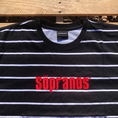 NEW Dumbgood x The Sopranos Men Sz L Black Shirt Striped Embroidered Tony Mafia