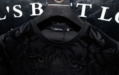 New Men Luxury Tiger Rhinestones Fashion Black Green T-Shirt High Quality