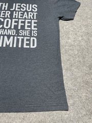 With Jesus in her Heart & Coffee In her hand Unlimited Womes XL CityChurch Shirt