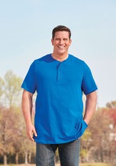 KingSize Men’s Big & Tall Shrink-Less Longer Length Lightweight Henley T-Shirt