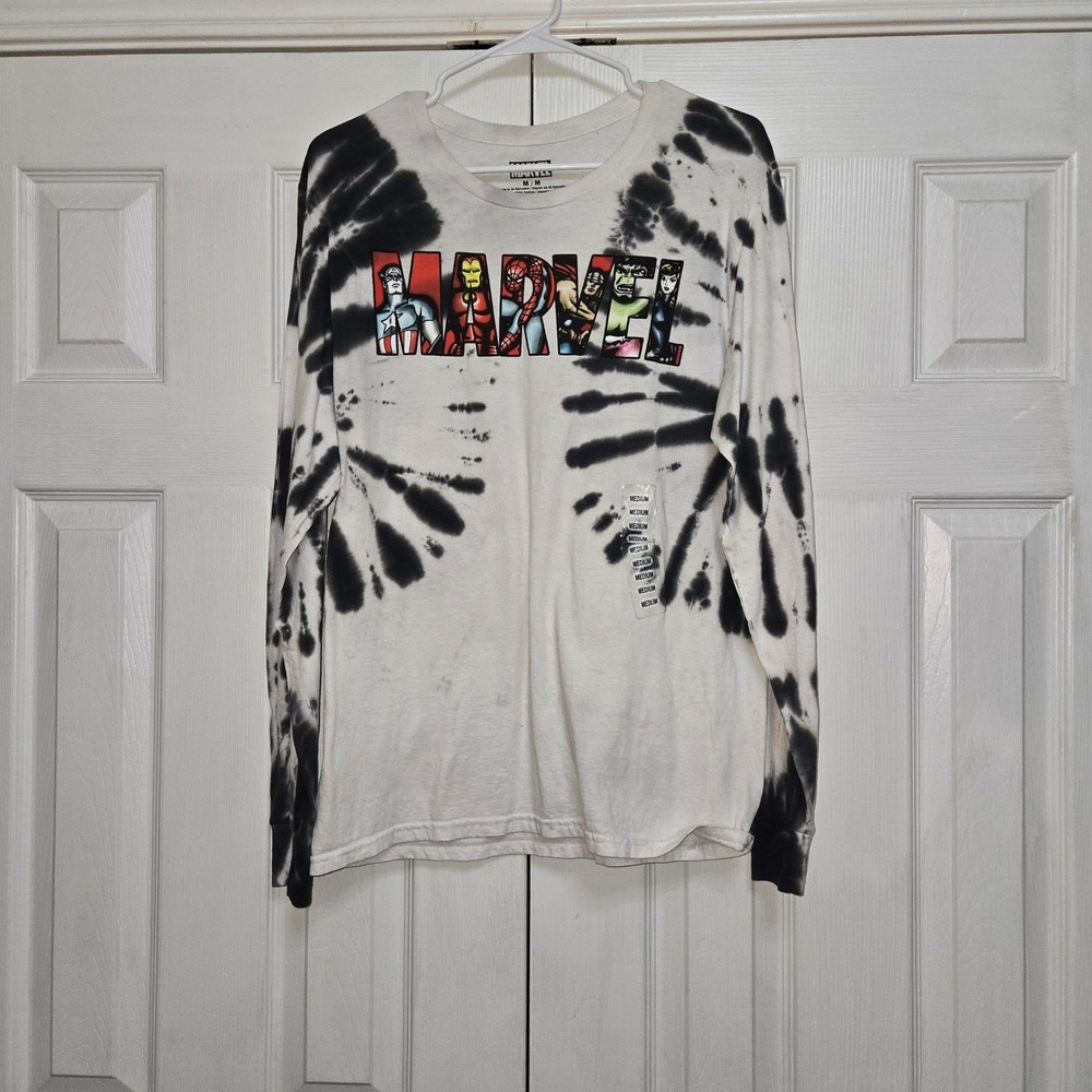 Marvel Avengers Tie Dye Long Sleeve Graphic T-Shirt Mens Medium Comic Print