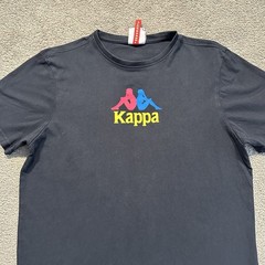 Kappa Authentic Estessi Tee Shirt Men Medium Black Big Logo On Back Regular Fit