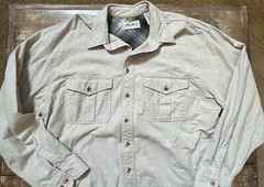 Vtg 90s Eddie Bauer-Oatmeal Chamois Brushed Flannel Button Shirt-Button 2 XXL-T