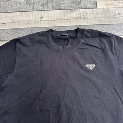Prada Black T-Shirt Logo Plaque Mens Short Sleeve Size Large