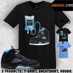 Tee Shirt Matching AJ 5 Black UNC Blue 2026 To Match Sneaker Therapy 5s T-Shirt