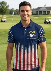 HOT!!! 250th Birthday Patriotic Polo Mens USA 1776-2026 (S-5XL)