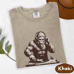 Retro Sasquatch DJ T-Shirt, Bigfoot Comfort Colors Tee, Funny Cryptid Music Gift