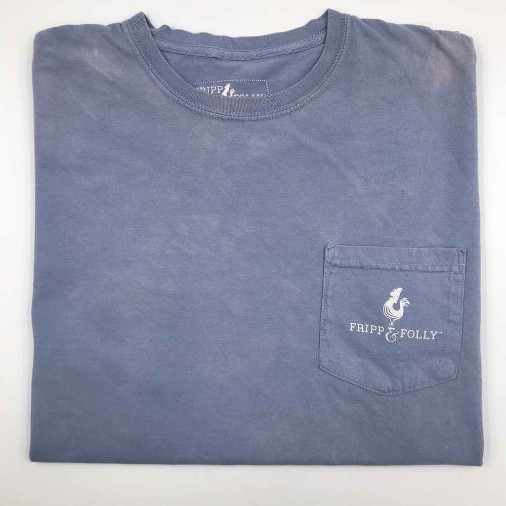 Fripp & Folly Straight Southern Blue Pocket Tee Short Sleeve Sail Boat T Shirt L