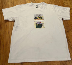 Uniqlo Gundam 40th Anniversary Gundam Mobile Suit Shirt White Sz XL Worn Stains