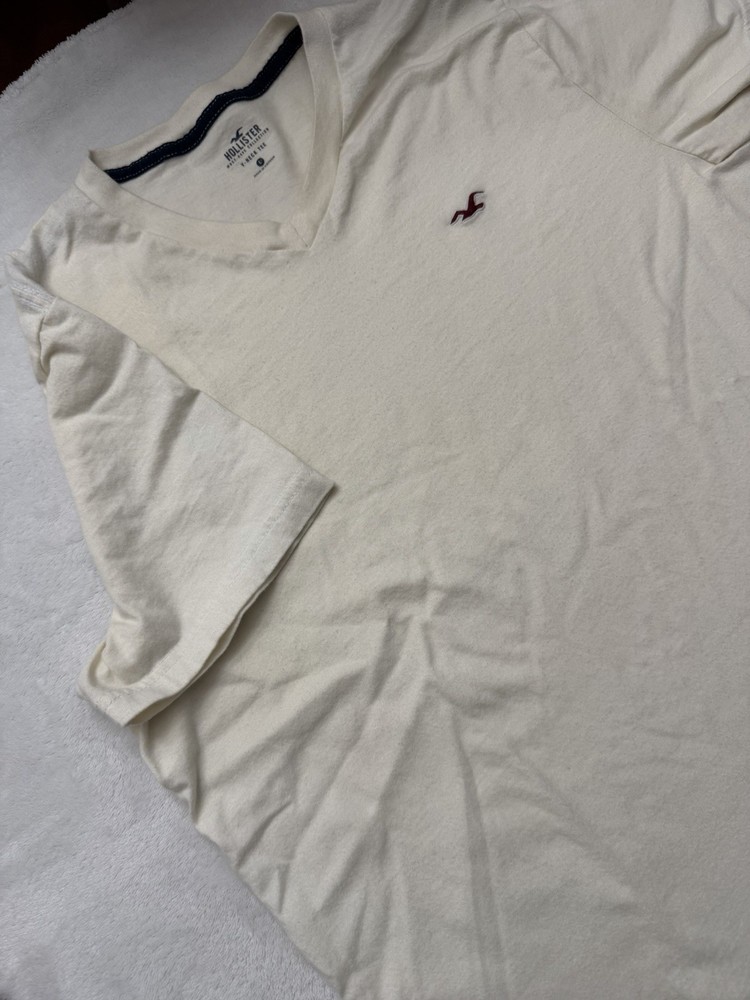 Hollister Must Have Collection Mens White V Neck T Shirt Size Large 100% Cotton