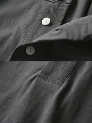 American Summer New Mens Cotton Henry Collar Retro Casual Short-Sleeved T-Shirt